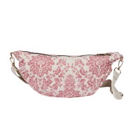 Lorenz Botanical Quilted Fabric Top Zip Sling/Chest Bag with Adjustable Strap